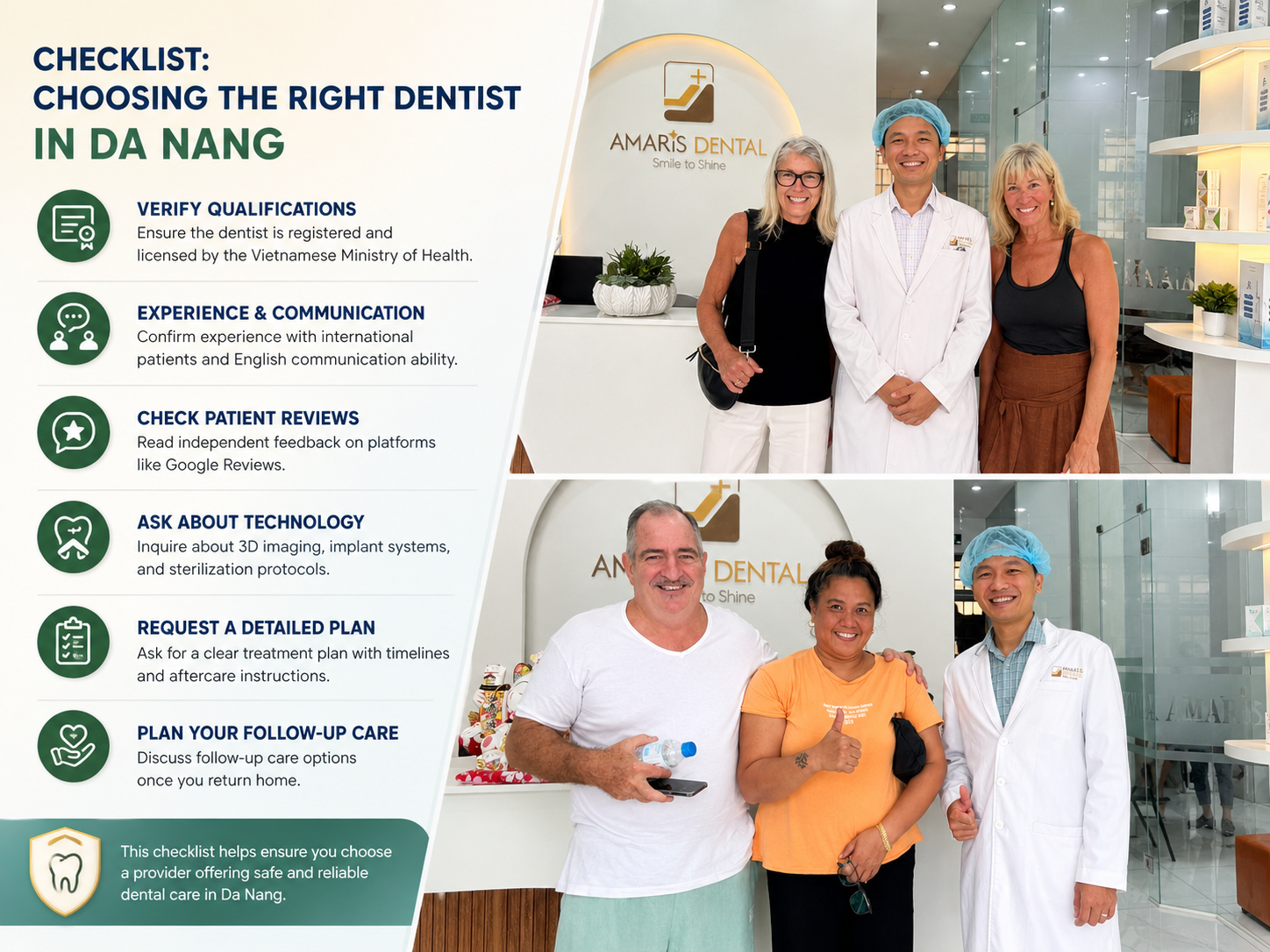 Dr Ho Truong An with international patients at Amaris Dental Clinic Da Nang
