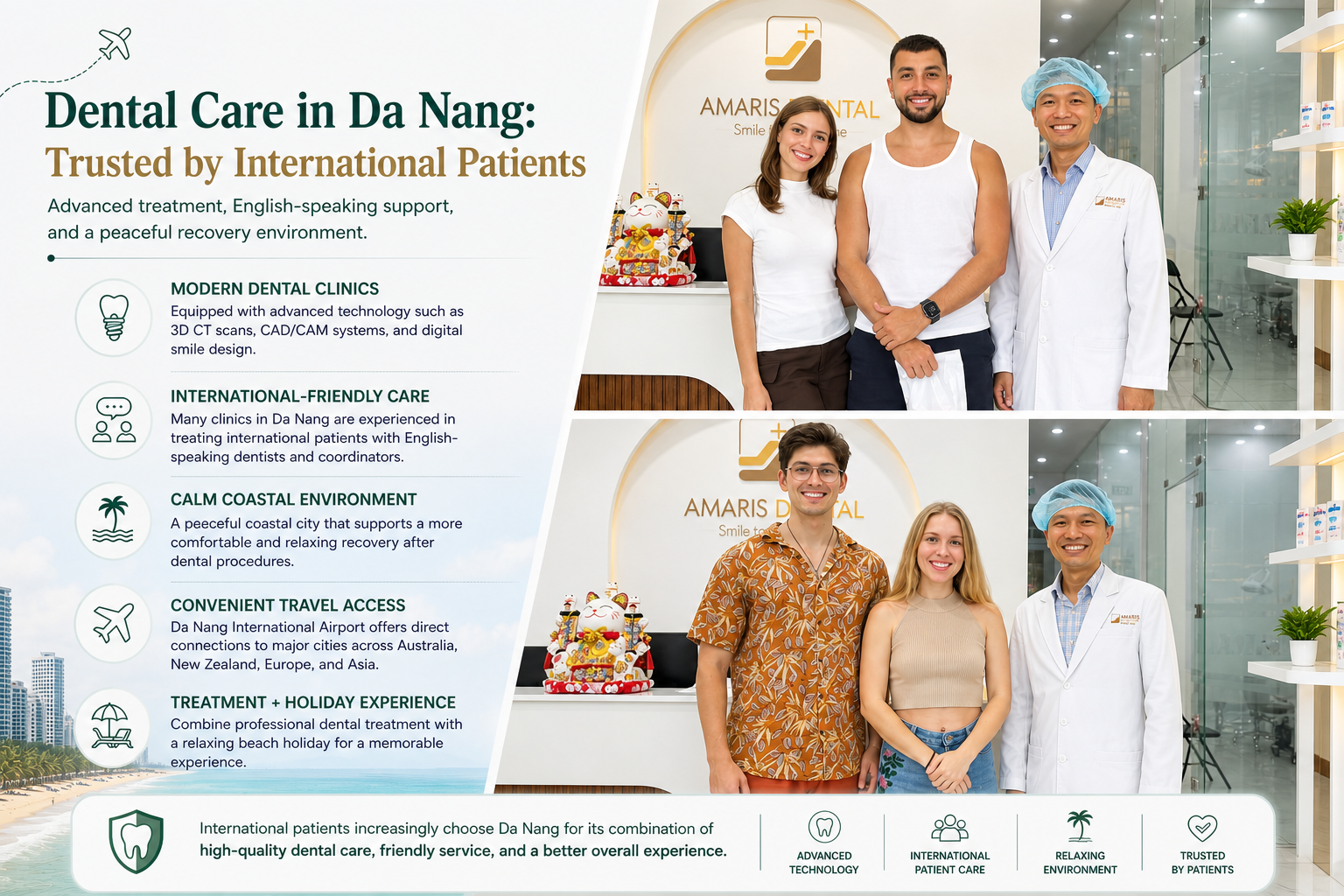 Dr Ho Truong An with international patients at Amaris Dental Clinic Da Nang