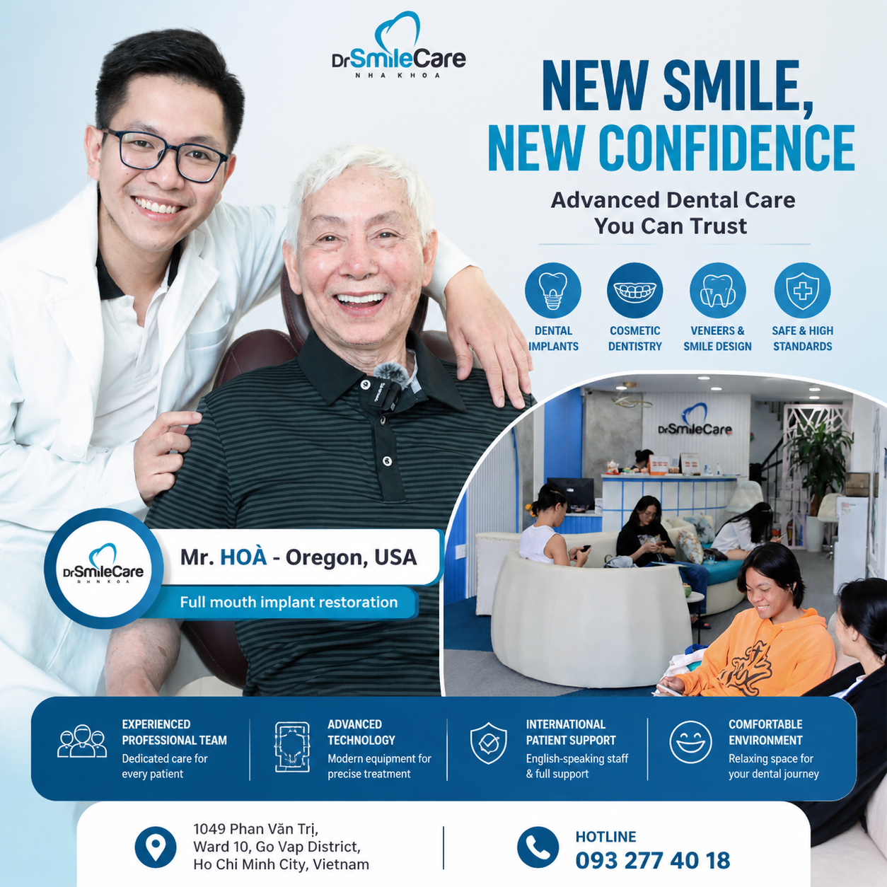 DrSmileCare Dental Clinic - Dentist in Ho Chi Minh City - Full mouth dental implants for international patient from USA